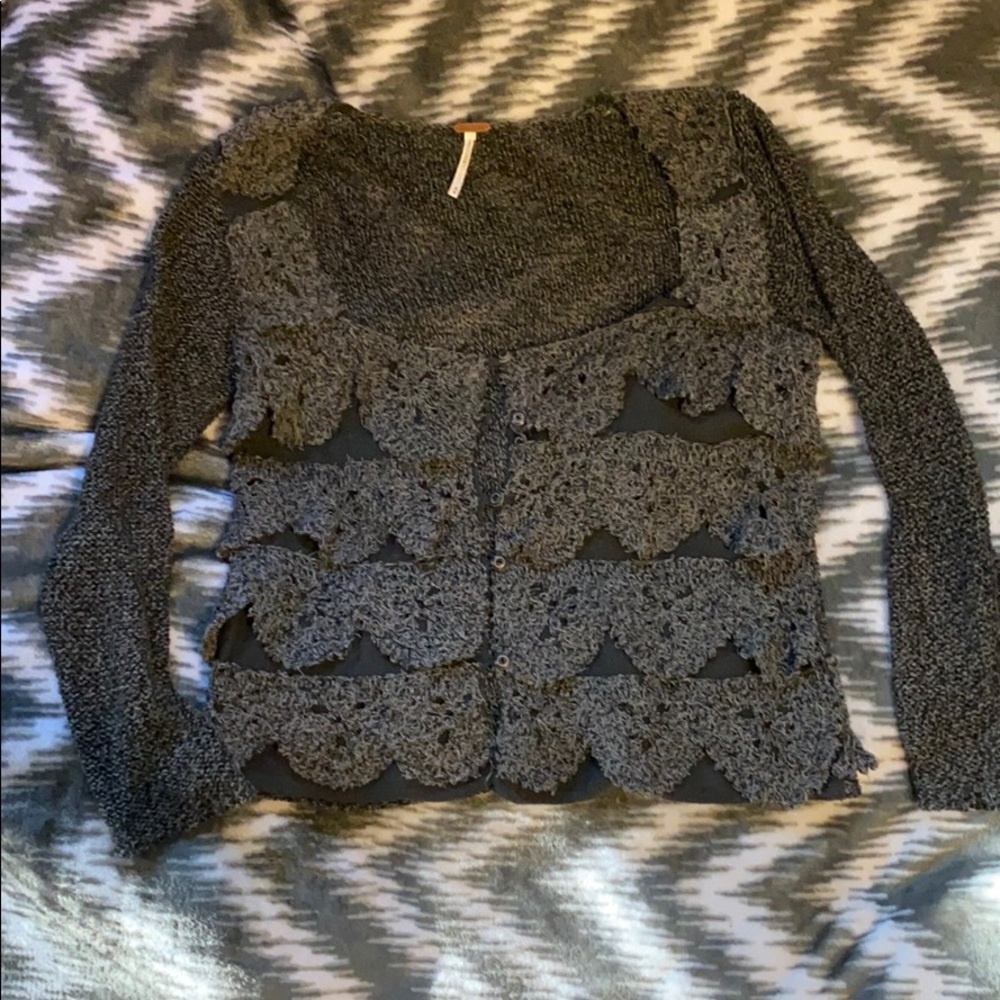 Knit Free People Cardigan W/ Knit Lace